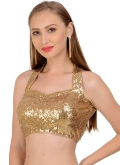 Gold Net Sequins Blouse Festive Wear -ZariGrace Shop gold net sequins blouse bldiw7 u