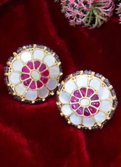 Gold Plated Alloy Pearl Stud Earrings Party Wear -ZariGrace Shop gold plated alloy pearl stud earrings erddrj105917h b