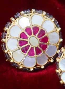 Gold Plated Alloy Pearl Stud Earrings Party Wear