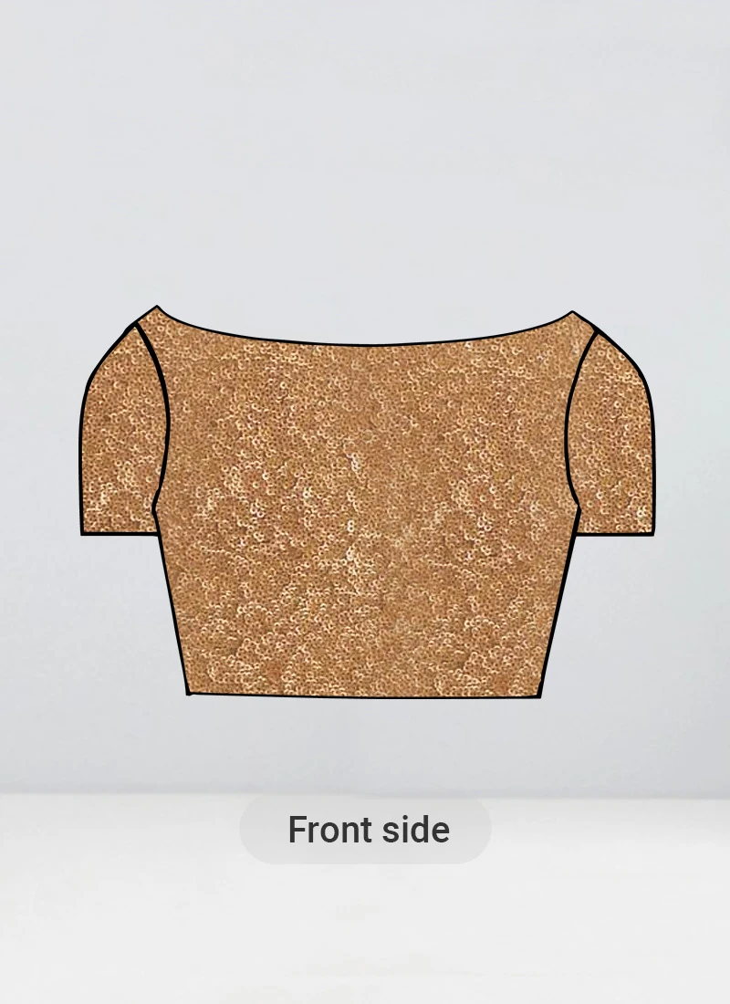 Gold Sequins Boat Neck Keyhole Blouse Party Wear 6 Gold Sequins Boat Neck Keyhole Blouse Party Wear - Image 4