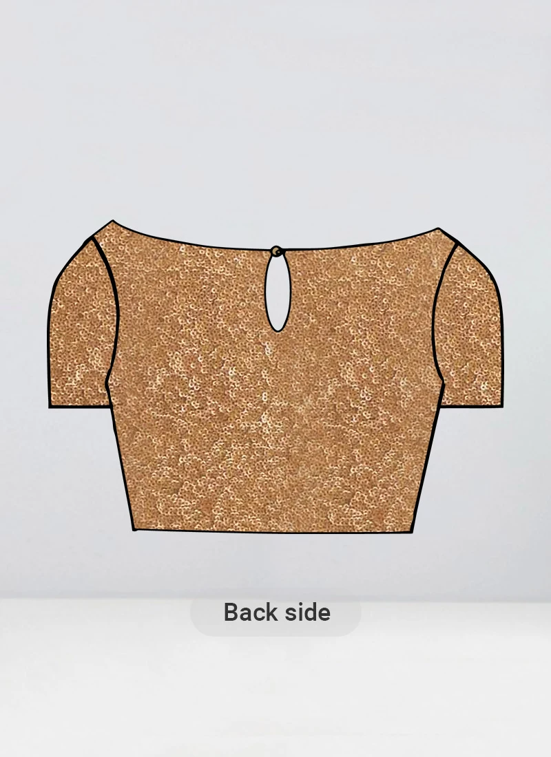 Gold Sequins Boat Neck Keyhole Blouse Party Wear 3 Gold Sequins Boat Neck Keyhole Blouse Party Wear
