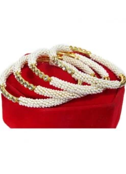 Golden Alloy Beads Bangles Party Wear -ZariGrace Shop golden alloy beads bangles hjbdmf008 b