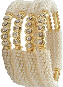 Golden Alloy Beads Bangles Party Wear