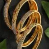Golden Alloy Stones Bangles Party Wear -ZariGrace Shop golden alloy stones bangles hjbdmf007 l