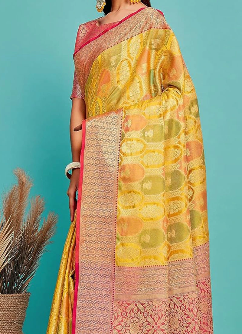 Golden Art Silk Banarasi Saree Festive Wear 3 Golden Art Silk Banarasi Saree Festive Wear