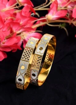 Golden Brass Stones Bangles Party Wear 6 Golden Brass Stones Bangles Party Wear -ZariGrace Shop golden brass stones bangles hjbdmf022 u