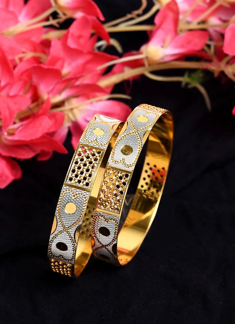 Golden Brass Stones Bangles Party Wear 4 Golden Brass Stones Bangles Party Wear - Image 2