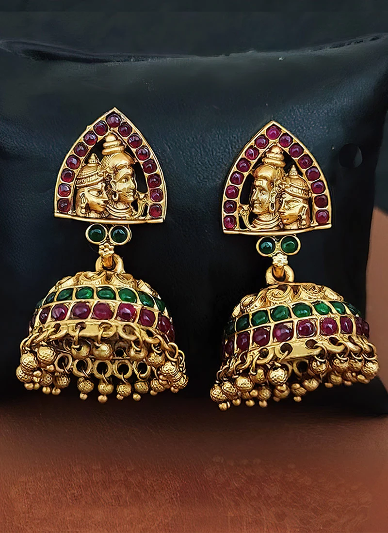 Golden Jhumka Earrings Festive Wear 5 Golden Jhumka Earrings Festive Wear - Image 3