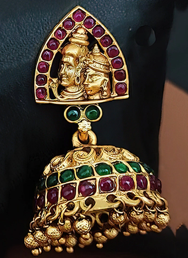 Golden Jhumka Earrings Festive Wear 3 Golden Jhumka Earrings Festive Wear