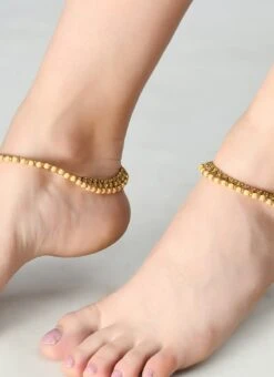 Golden Kundan Designer Anklets Festive Wear