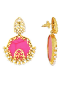 Golden N Pink One Stop Fashion Earrings Festive Wear -ZariGrace Shop golden n pink one stop fashion earrings erhosf301130699 b
