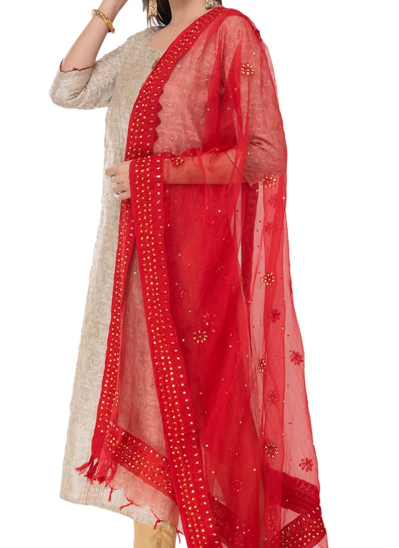 Golden Organza Cotton Embroidered Work Dupatta Festive Wear 3 Golden Organza Cotton Embroidered Work Dupatta Festive Wear