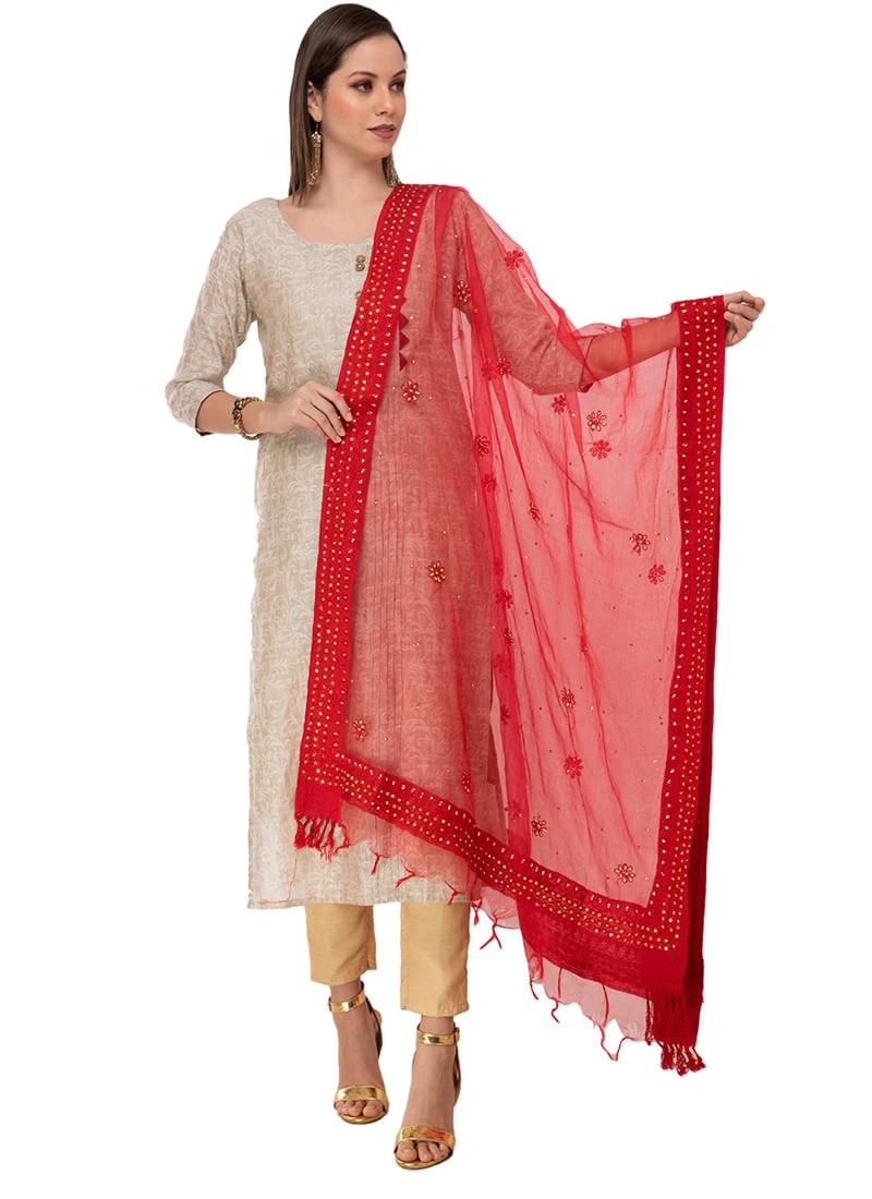 Golden Organza Cotton Embroidered Work Dupatta Festive Wear 5 Golden Organza Cotton Embroidered Work Dupatta Festive Wear - Image 3