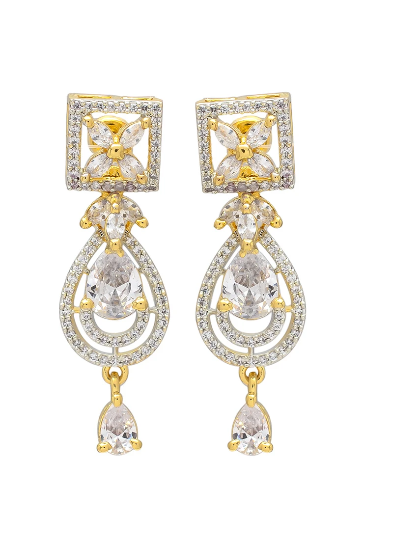 Golden Plated Stones Alloy Danglers Party Wear 5 Golden Plated Stones Alloy Danglers Party Wear - Image 3