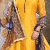 Golden Yellow Chanderi Silk Booti Zari Work Anarkali Suit Party Wear