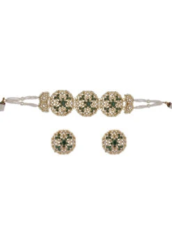 Green Alloy Moti Choker Party Wear -ZariGrace Shop green alloy moti choker jyskjj759gr u