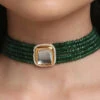 Green Alloy Necklace Party Wear -ZariGrace Shop green alloy necklace jysrra40428 l