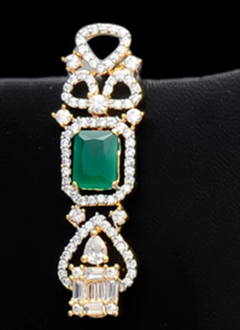 Green Alloy Stone Necklace Party Wear 3 Green Alloy Stone Necklace Party Wear