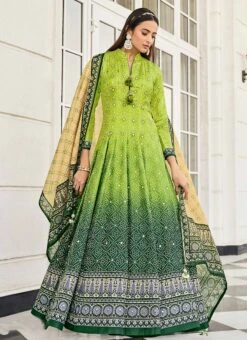 Green Art Silk Gown Party Wear -ZariGrace Shop green art silk gown bgwrs47341004 u