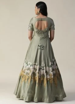 Green Art Silk Sequins Dresses And Gown Party Wear -ZariGrace Shop green art silk sequins dresses and gown bgwrdsas87 b