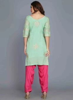 Green Chanderi Cotton Aari Embroidery Kurta Salwar Set Party Wear -ZariGrace Shop green chanderi cotton aari embroidery kurta salwar set krskifh99660001313 b