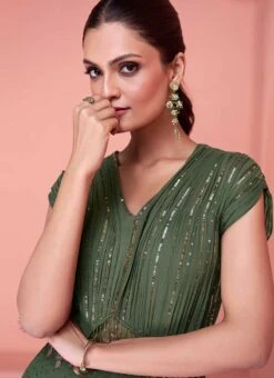 Green Chinon Sequins Dresses And Gown Party Wear 9 Green Chinon Sequins Dresses And Gown Party Wear -ZariGrace Shop green chinon sequins dresses and gown bgwrska48055331 b