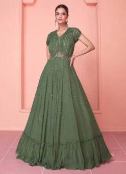Green Chinon Sequins Dresses And Gown Party Wear 8 Green Chinon Sequins Dresses And Gown Party Wear -ZariGrace Shop green chinon sequins dresses and gown bgwrska48055331 u