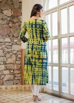 Green Cotton Printed Kurta Churidar Set Party Wear -ZariGrace Shop green cotton printed kurta churidar set krsjkk511 b