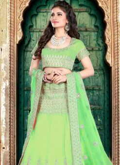 Green Embroidered A Line Lehenga Wedding Wear 9 Green Embroidered A Line Lehenga Wedding Wear -ZariGrace Shop green embroidered a line lehenga ghsmvn156 b