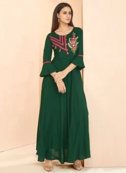Green Embroidered Dress After Six Wear -ZariGrace Shop green embroidered anarkali gown iwdsli6028 u