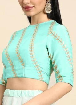 Green Embroidered Chiffon Blouse Festive Wear