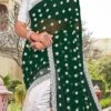 Green Faux Georgette Embroidered Half And Half Saree Party Wear -ZariGrace Shop green faux georgette embroidered half and half saree sasunk2094 l