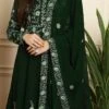 Green Faux Georgette Embroiered Anarkali Suit Party Wear