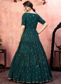 Green Georgette Anarkali Gown Party Wear -ZariGrace Shop green georgette anarkali gown bgwsom4524 b
