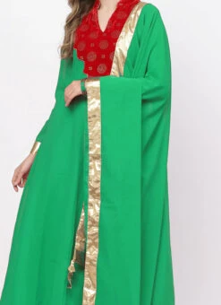Green Georgette Patch Work Anarkali Suit Work Wear