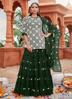 Green Georgettte Embroidered A Line Lehenga Festive Wear 8 Green Georgettte Embroidered A Line Lehenga Festive Wear -ZariGrace Shop green georgettte embroidered a line lehenga ghska43441107 u