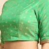 Green Jacquard Boat Neck Blouse Festive Wear