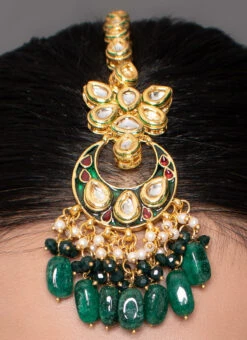 Green Kundan Mangtikka Party Wear