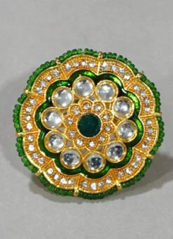 Green Kundan Ring Party Wear -ZariGrace Shop green kundan ring hrjddrj113280 b