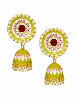 Green Meenakari Jhumka Party Wear 7 Green Meenakari Jhumka Party Wear -ZariGrace Shop green meenakari jhumka erddrj9594h b