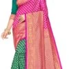 Green N Pink Banarasi Silk Zari Work Saree Festive Wear -ZariGrace Shop green n pink banarasi silk zari work saree sasstsktknsk8078g l