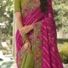 Green N Pink Silk Zari Embroidery Work Half N Half Saree Party Wear -ZariGrace Shop green n pink silk zari embroidery work half n half saree samkns102214053 l