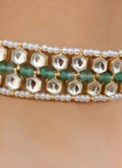 Green N White Designer Choker Set Party Wear