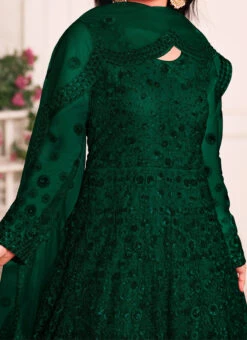 Green Net Anarkali Suit Party Wear