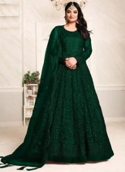 Green Net Anarkali Suit Party Wear -ZariGrace Shop green net anarkali suit slsaj2102 u