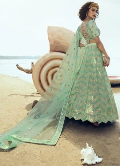 Green Net Designer Umbrella Lehenga Wedding Wear 9 Green Net Designer Umbrella Lehenga Wedding Wear -ZariGrace Shop green net designer umbrella lehenga ghscc40865103 b