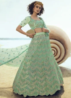 Green Net Designer Umbrella Lehenga Wedding Wear 8 Green Net Designer Umbrella Lehenga Wedding Wear -ZariGrace Shop green net designer umbrella lehenga ghscc40865103 u