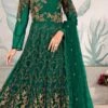 Green Net Embridered Work Anarkali Suit Party Wear