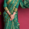 Green Organza Silk Zari Embroidery Saree Festive Wear -ZariGrace Shop green organza silk zari embroidery saree sasacu9149 l