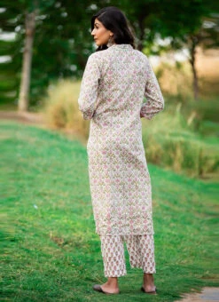 Green Pure Cotton Hand Block Printed Kurta Semi Palazzo Set After Six Wear 9 Green Pure Cotton Hand Block Printed Kurta Semi Palazzo Set After Six Wear -ZariGrace Shop green pure cotton hand block printed kurta semi palazzo set krsjbp2022a2107b b